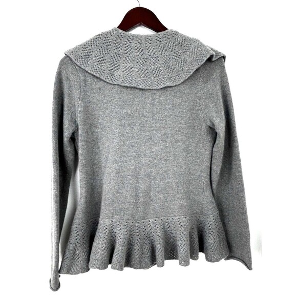 FWM Fennwright Manson Gray Wool Sweater Cardigan Peplum Wrap Womens Sz M 1101R4 - Picture 4 of 12